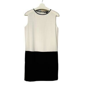 Vince black / off white sleeveless shift dress